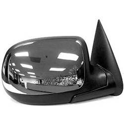LKQ - 1999-2006 Chevrolet Silverado Pickup, 1999-2006 GMC Sierra Pickup, 2000-2006 GMC Yukon, 2000-2006 GMC Yukon XL Passenger's Side Door Mirror Manual Adjustment, Manual Folding, Non-Heated, Manual Remote Control, Chrome, Textured